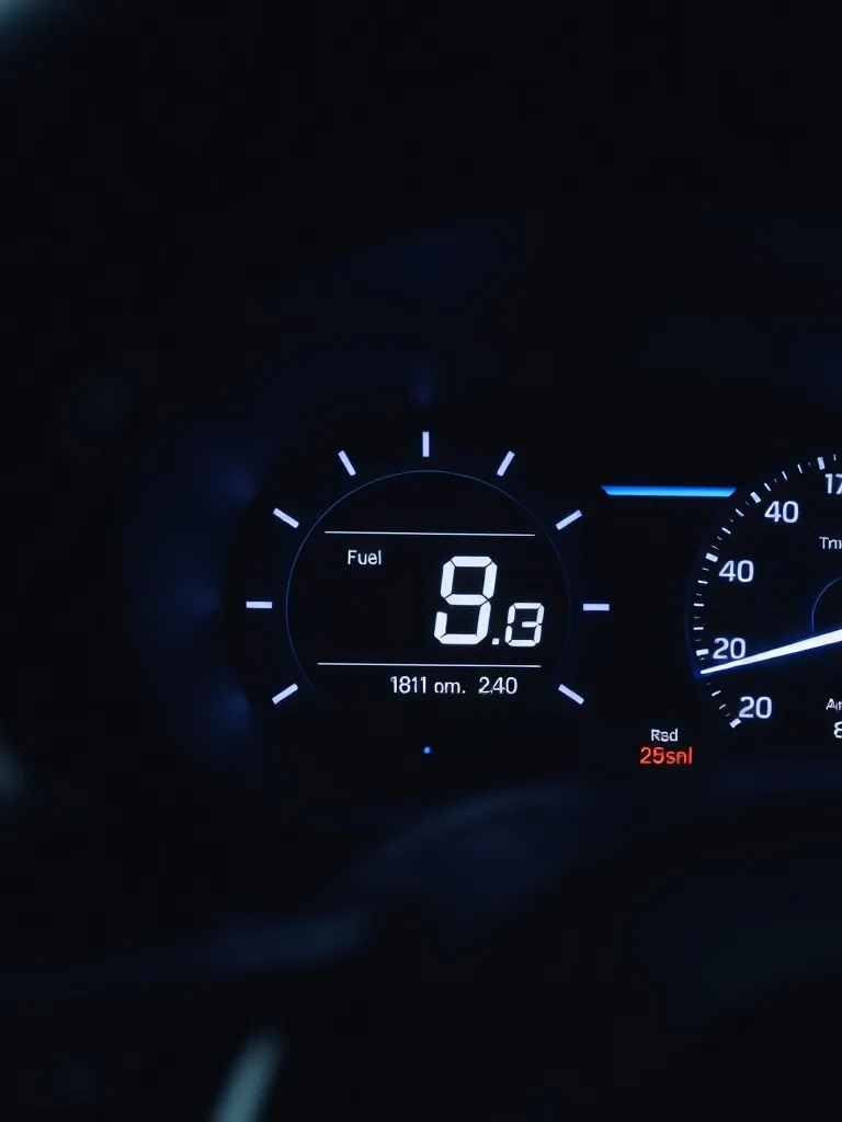A close-up shot of a modern car dashboard with a focus on fu
